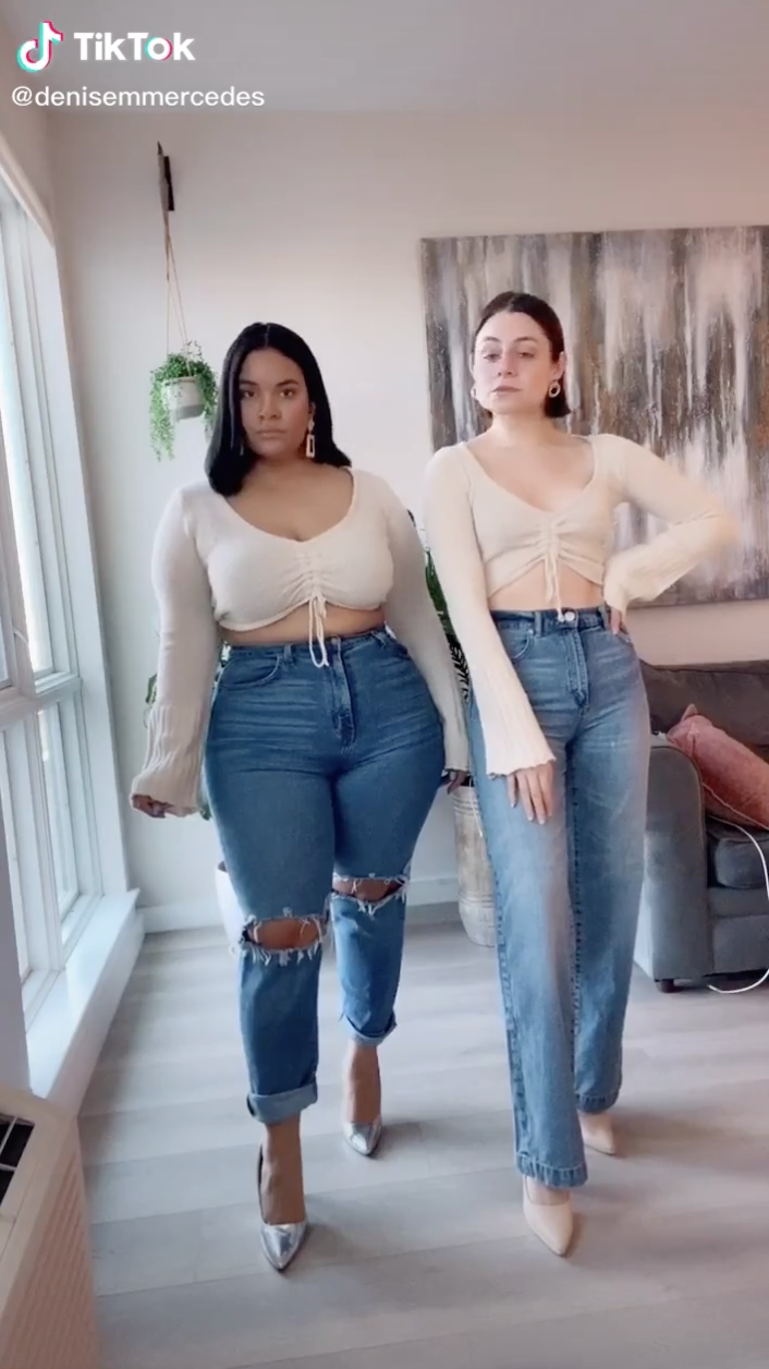 Two Models Are Using TikTok To Show The Same Outfit On Two Bodies