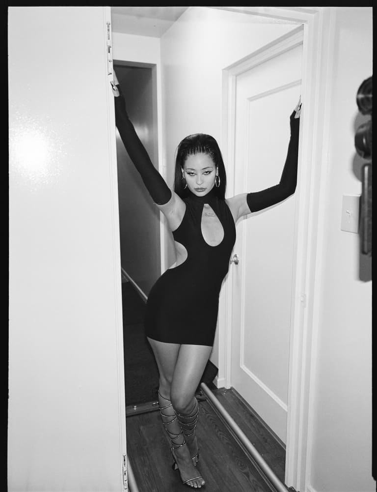Maddy Perez dress in sexy black dress