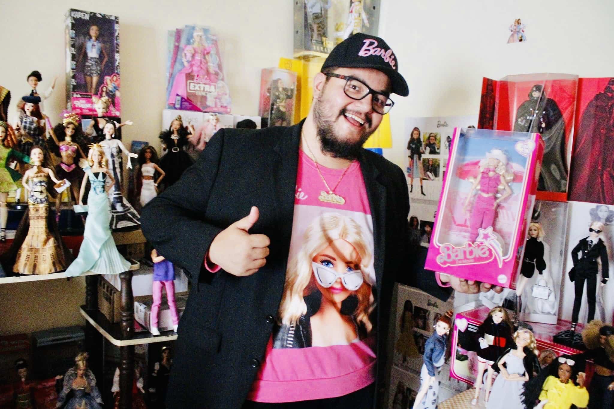 Dr. Paul Sebastian Juarez Velasquez and his prized Barbie collection.