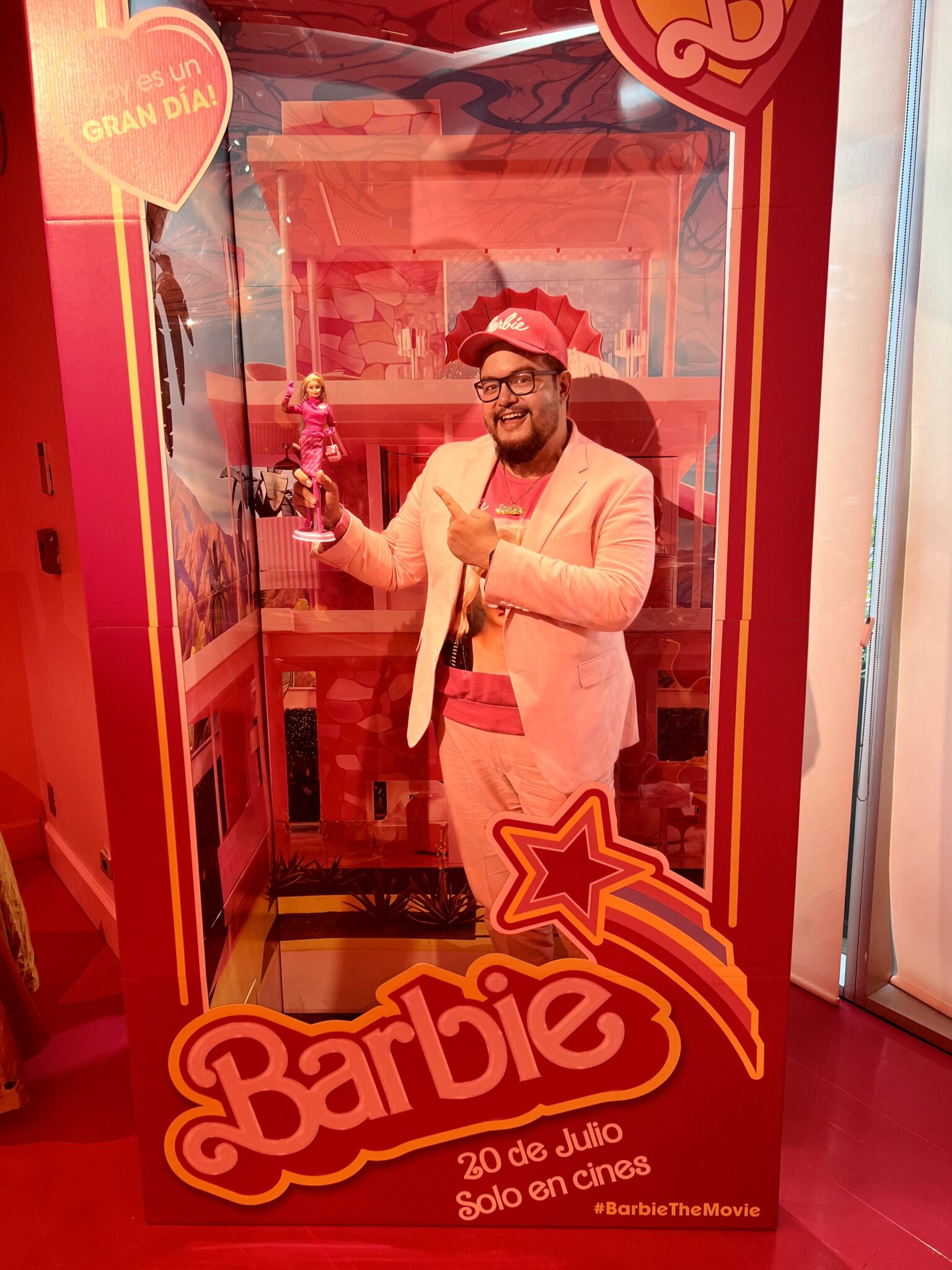 Dr. Juarez Velasquez at the movie theater to see the "Barbie" movie.